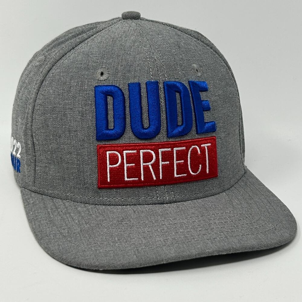Dude Perfect 2022 Tour Hat Baseball Cap YouTube 6 Panel Snapback Gray